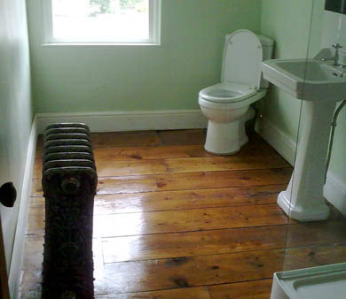 Wooden bathroom floor
